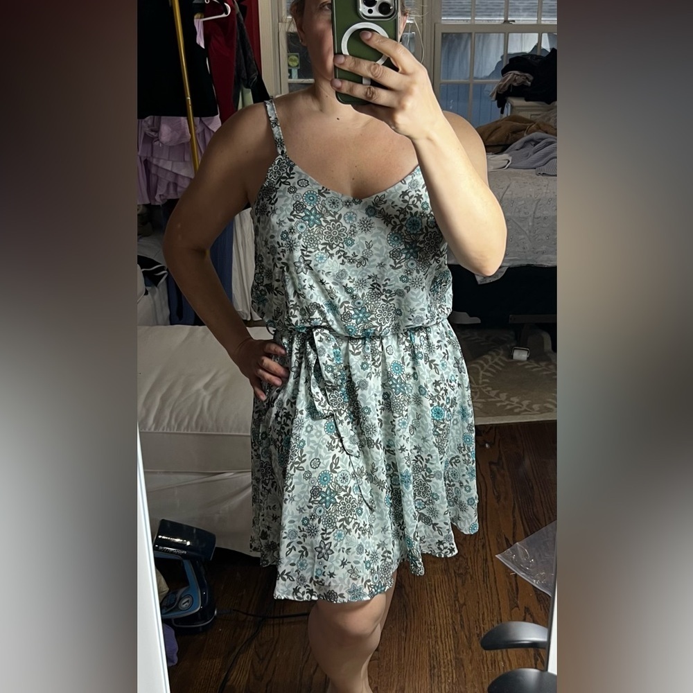 Mimi Chica Teal and White Floral Mini Dress Excellent Condition Size Medium